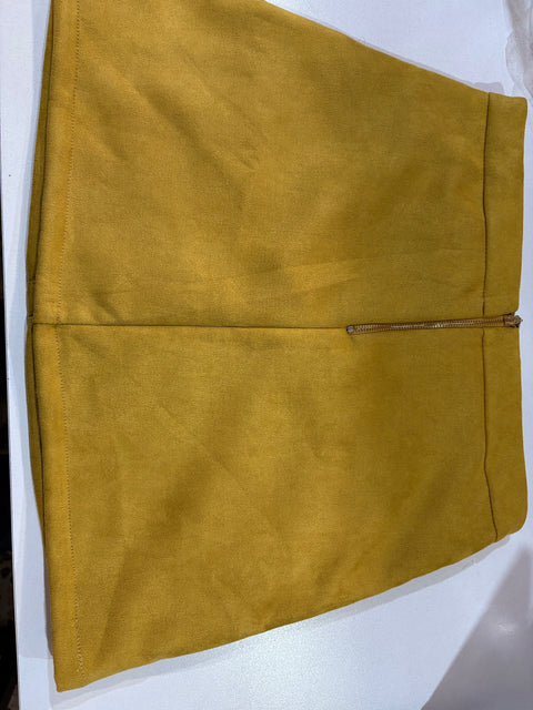 Ativo Girl's Mustard Lamp Leather Mini Skirt | Ativo in Lebanon