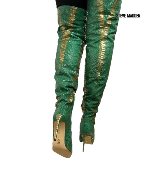 Steve Madden Women's Green Vava-SN  Synthetic Knee Boots  |Steve Madden in Lebanon