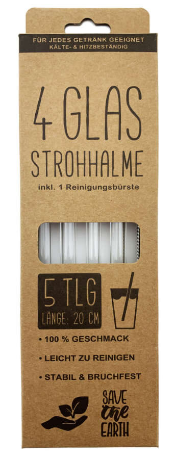 Save The earth 4 Glass Straws With 1 Cleaning Brush | Save The earth In Lebanon