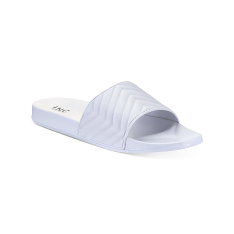 INC International Concepts Men's White Quilted Xander Open Toe Slip-On Slide Slippers | INC International Concepts