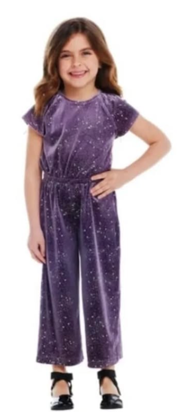 Andy & Evan Girl's Purple Velvet Jumpsuit  |Andy & Evan in Lebanon