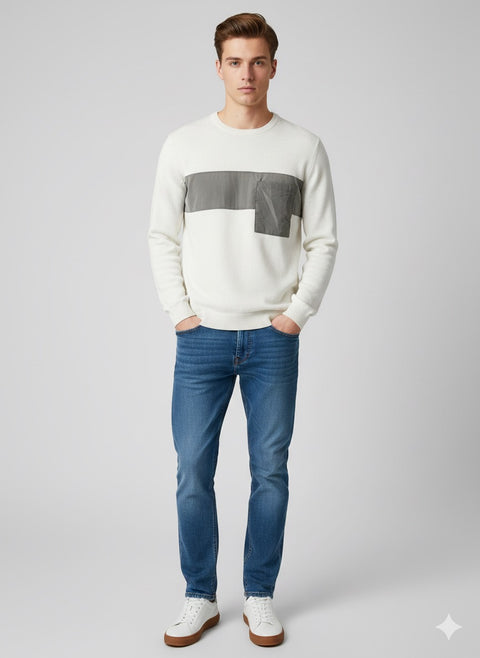 Only & Sons Men's White Knit Sweater With 1 Pocket | Only & Sons In Lebanon