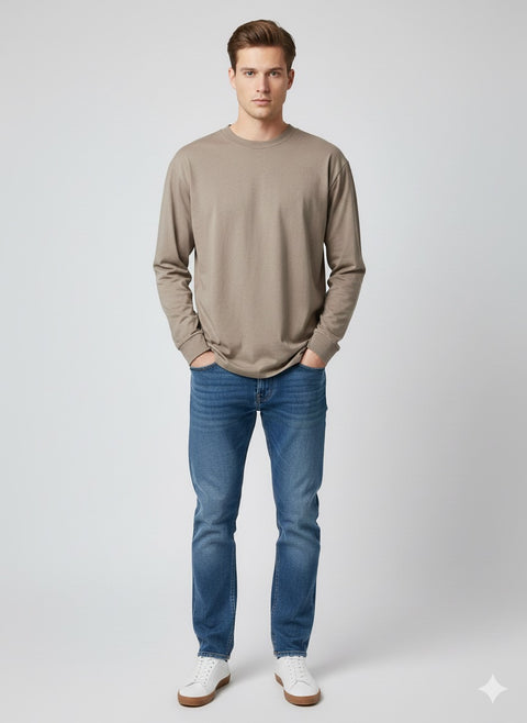 Jack & Jones Men's Greige Crew Neck Long Sleeve Blouse | Jack & Jones In Lebanon