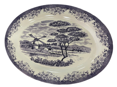 SD Blue & White Melamine Big Oval Plate | SD In Lebanon