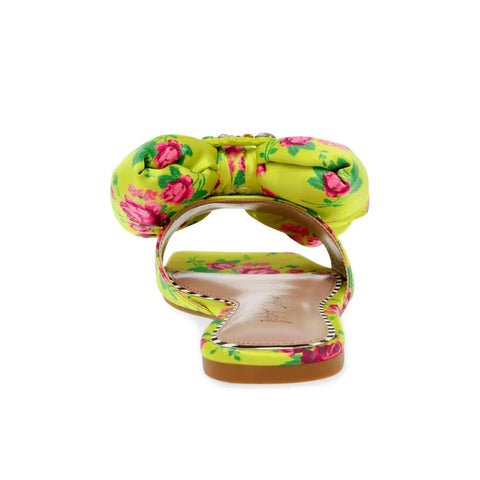 Betsey Johnson Women Green Floral Bow Daisy Sandals