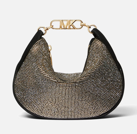 Michael Kors Kendall Leather and Rhinestone Small Pouchette Women Bag