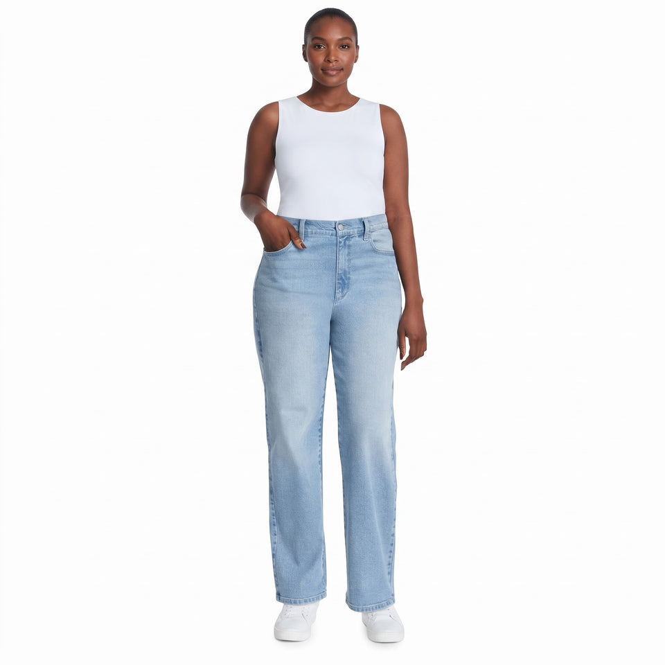 Gloria Vanderbilt Women's Light Blue Straight Leg Relaxed Fit Stretch Jeans