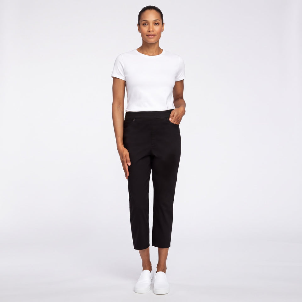 Mario Serrani Women's Black Comfort Stretch Pull-On Capri Pants