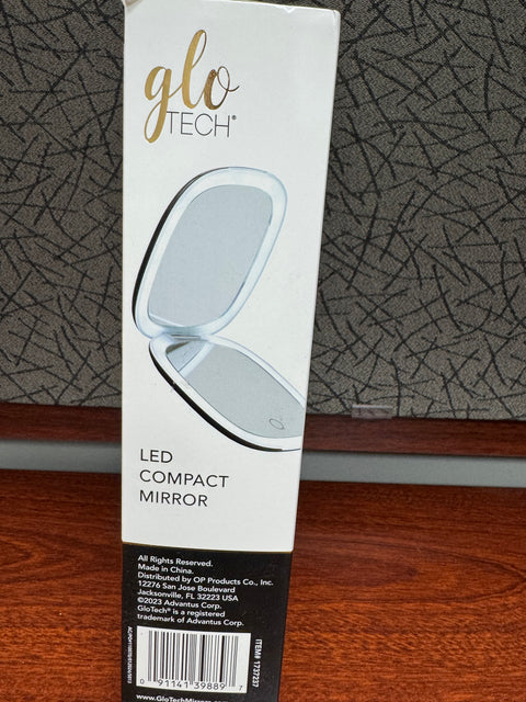 Glo Tech Led Compact Magnifying Small Mirror Black