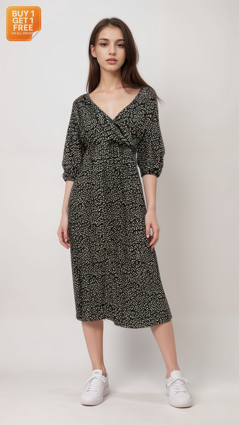 Asos Design Women's Black & White Midi Dress ANF3124