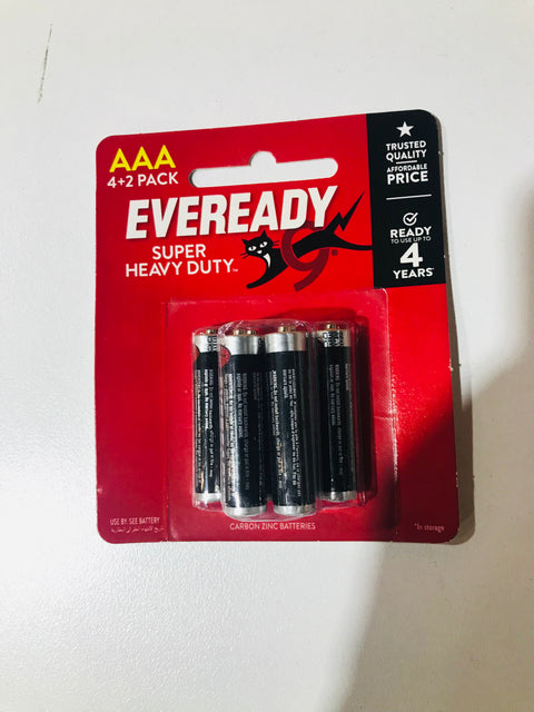 Eveready Super Heavy Batteries Duty AAA 4+2 Pack 1.5V
