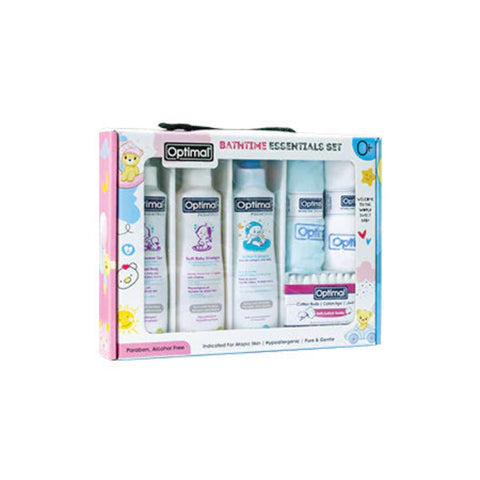 Optimal Bathtime Essentials Set packaging on a white background