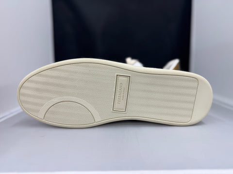 FERRAGAMO Achille 2 Low Top Sneaker In White & Gold