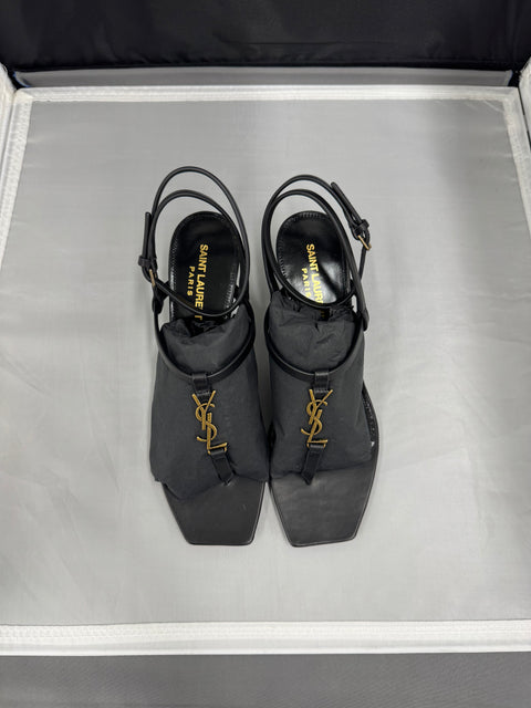 YSL Yves Saint Laurent Cassandra Monogram Logo Leather Heels