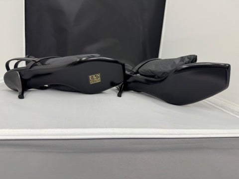 YSL Yves Saint Laurent Cassandra Monogram Logo Leather Heels