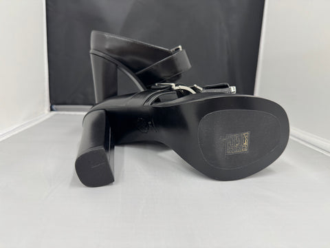 Alexander McQueen Luxury Black Buckle Platform Sandal Heels
