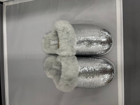 UGG Scuffette II Mirror Ball Women's Shoes Silver - Medium, Suede
