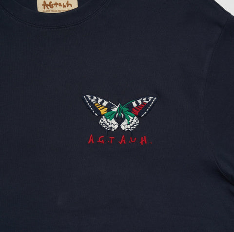 Agtawh Men's Navy Butterfly Printed T-Shirt | Agtawh In Lebanon