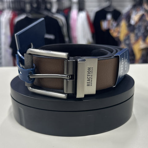Kenneth Cole Reaction Men's Gray/Black  Reversible Faux-Leather Belt  |  Kenneth Cole Reaction in Lebanon