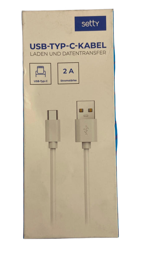 Setty White Cable 1m 2A USB-C | Setty In Lebanon