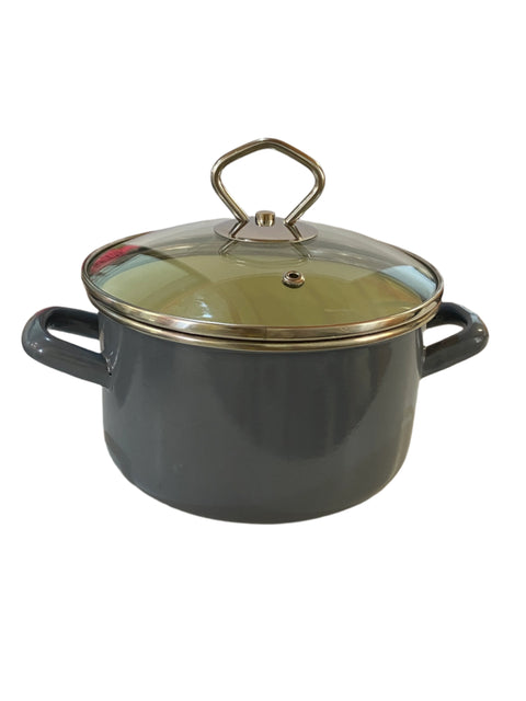 Kruger Grey Emailtopf Mit Glasdeckel 16CM 1,8 LITER | Kruger In Lebanon