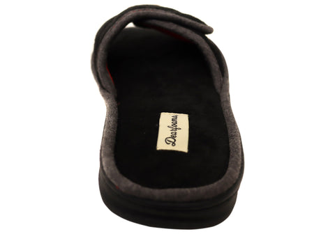 Dearfoams Men's Black Cooper Quilted Terry Adjustable Strap Slippers | Dearfoams In Lebanon