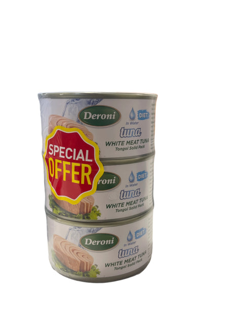 Deroni Tuna White Meat Tuna in Water 3pcs x 185g | Deroni In Lebanon