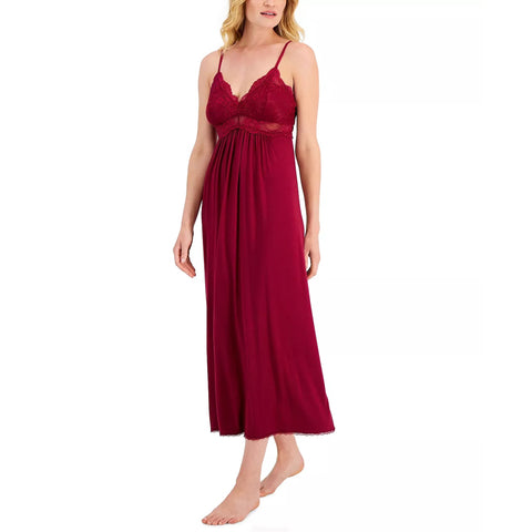 INC International Concepts Women's Wine Red Long Nightgown Lingerie ABU789