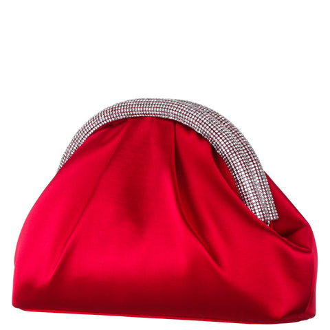 Nina Women's Red Rouge Satin Glass Crystal Frame Clutch Hand Bag | Nina In Lebanon