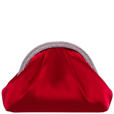 Nina Women's Red Rouge Satin Glass Crystal Frame Clutch Hand Bag | Nina In Lebanon