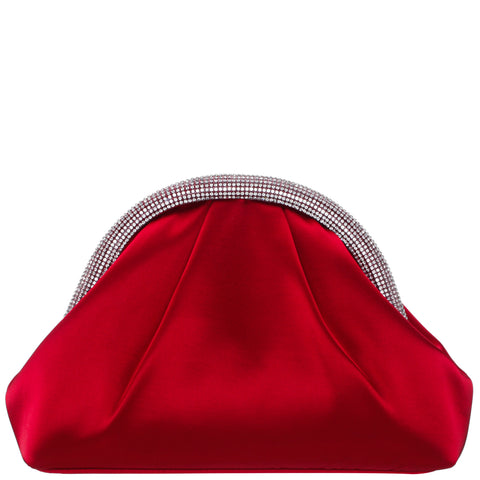Nina Women's Red Rouge Satin Glass Crystal Frame Clutch Hand Bag | Nina In Lebanon