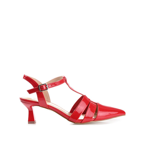 Journee Collection Women's Red Jazlynn T-Strap Kitten Heeled|Journee Collection  In Lebanon
