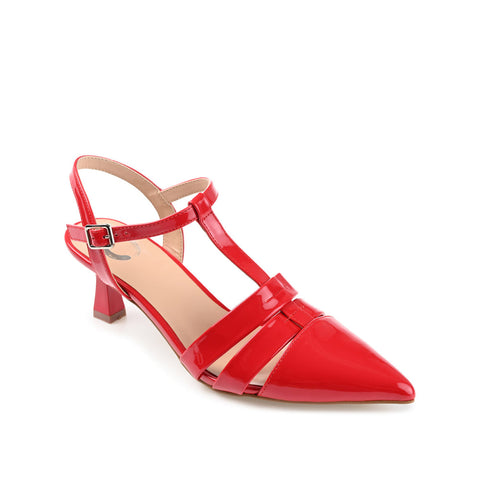 Journee Collection Women's Red Jazlynn T-Strap Kitten Heeled|Journee Collection  In Lebanon