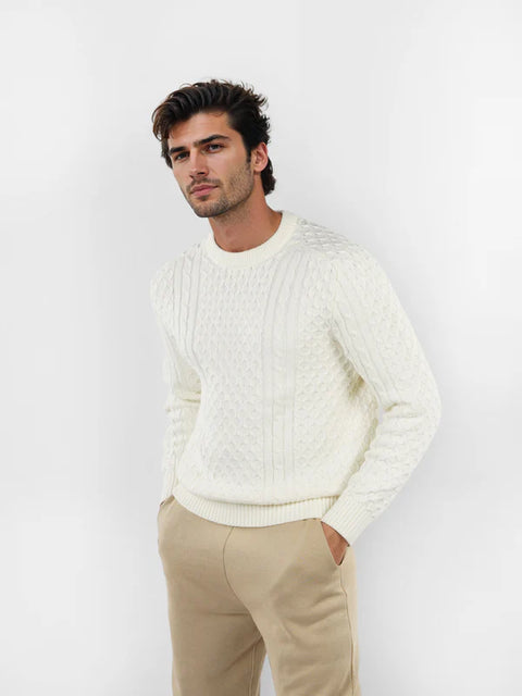 Celio Men's Cream Solid Regular Fit Cotton Sweaters|Celio In Lebanon