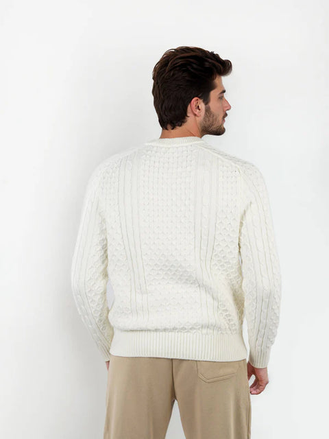 Celio Men's Cream Solid Regular Fit Cotton Sweaters|Celio In Lebanon