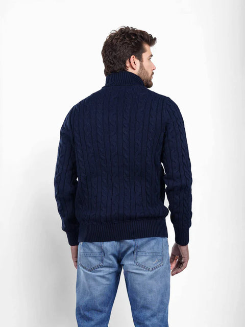 Celio Men's Navy Solid Regular Fit Cotton Sweaters|Celio In Lebanon