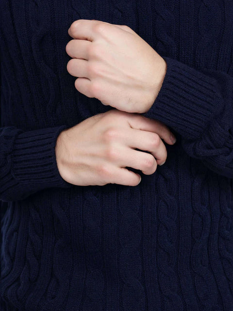 Celio Men's Navy Solid Regular Fit Cotton Sweaters|Celio In Lebanon