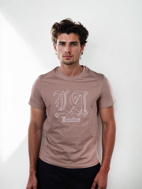 Celio Men's Taupe Printed Straight Fit Cotton T-Shirts|Celio In Lebanon