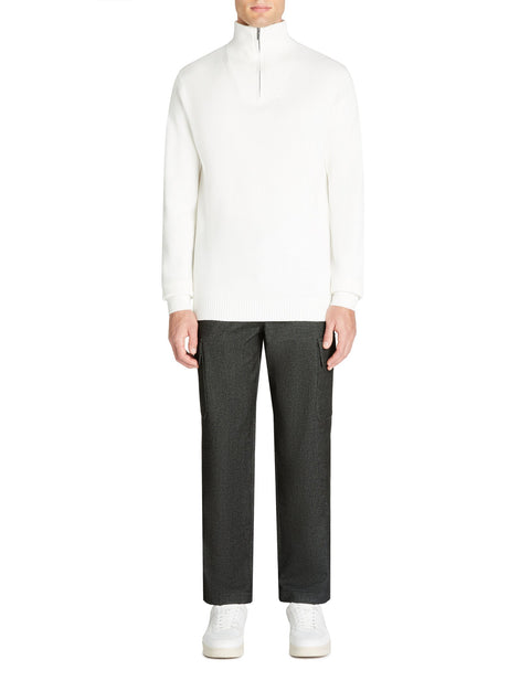 Celio Men's Ecru Regular Cotton-Blend Trucker Collar Sweater|Celio In Lebanon