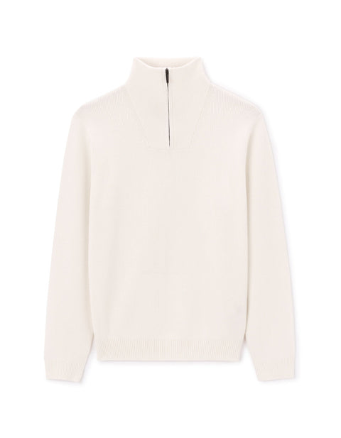 Celio Men's Ecru Regular Cotton-Blend Trucker Collar Sweater|Celio In Lebanon