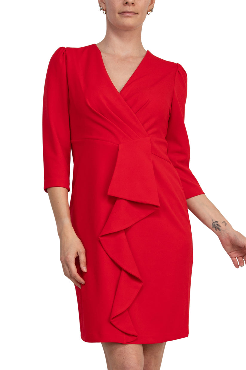 Julia Jordan Women's Spring Red Pleated Ruffled-Front Sheath Dress | Julia Jordan In Lebanon