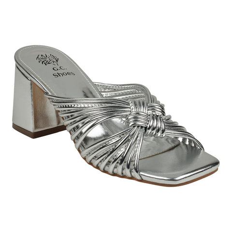G.C.Shoes Women's Silver Strappy Heeled Sandals  | G.C.Shoes  in Lebanon