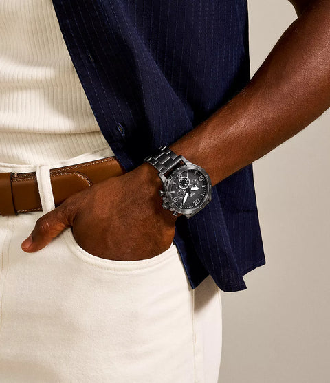 Fossil Men's Grey Nate Chronograph Smoke Stainless Steel Watch | Fossil In Lebanon