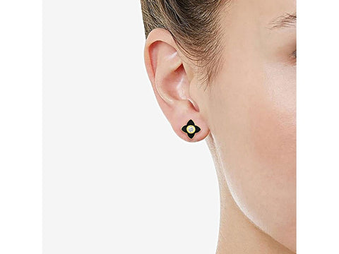 Royal Aura Women's Gold-Tone White Crystal and Black Enamel Brass Jewelry Set |Royal Aura In Lebanon