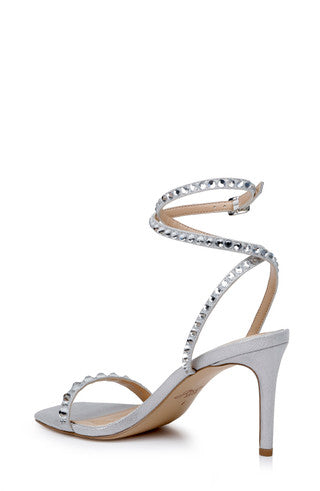 Jewel Badgley Mischka Women's Silver Gemstone-Studded Straps Sexy Heel Sandal | Jewel Badgley Mischka in Lebanon