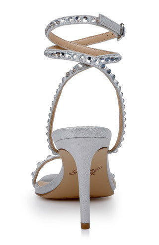 Jewel Badgley Mischka Women's Silver Gemstone-Studded Straps Sexy Heel Sandal | Jewel Badgley Mischka in Lebanon