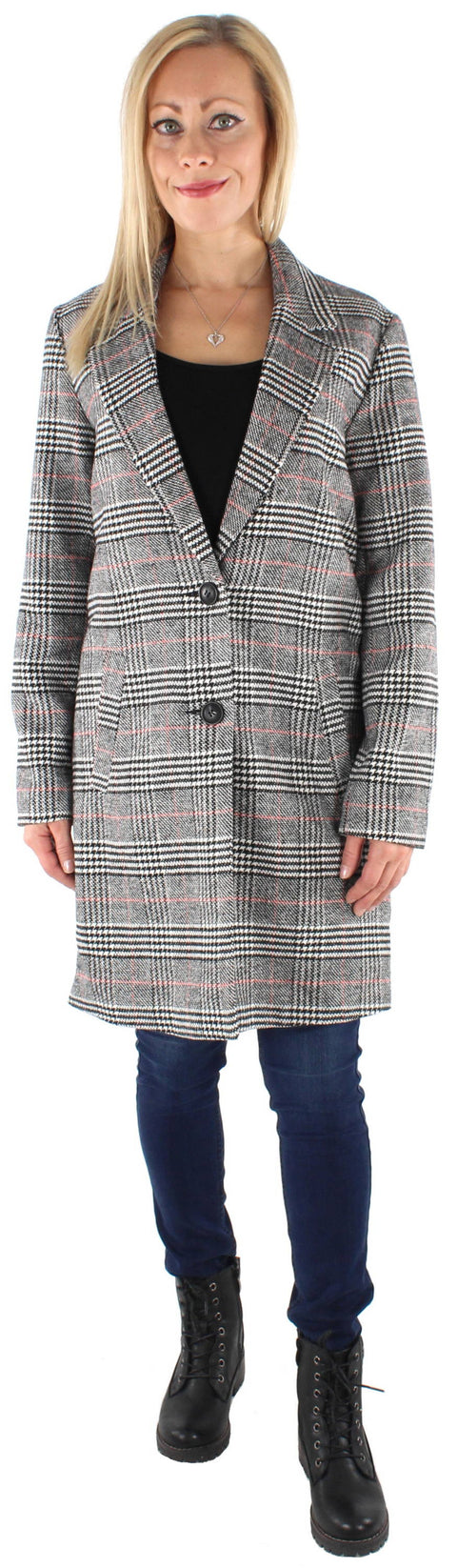 Eight2nine Women's Black Checkered Coat | Eight2nine In Lebanon