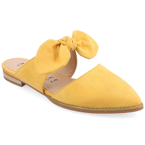 Journee Collection Women's Mustard Telulah Slip On Pointed Toe Mules Flat Sandals | Journee Collection In Lebanon