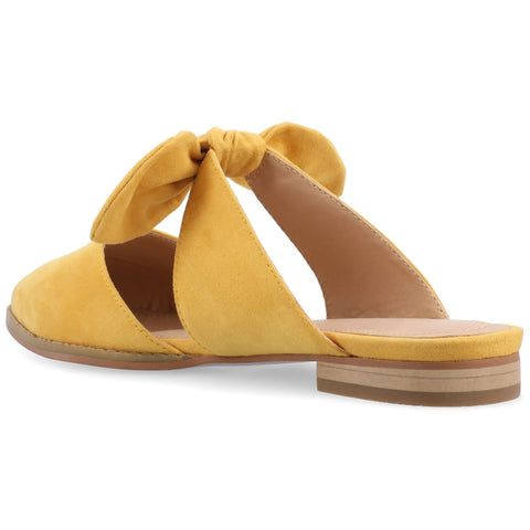 Journee Collection Women's Mustard Telulah Slip On Pointed Toe Mules Flat Sandals | Journee Collection In Lebanon