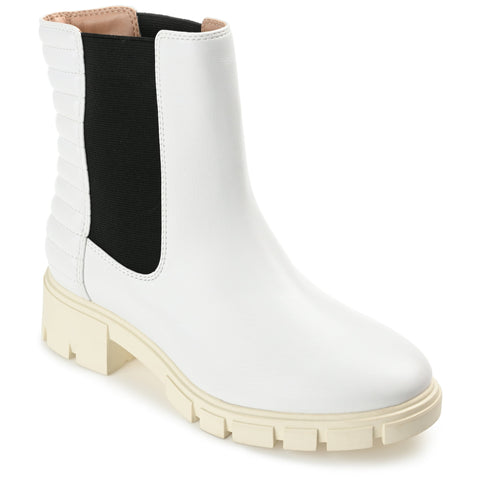 Journee Collection Women's White Tatiana Pull On Stretch Gore Lug Sole Booties | Journee Collection In Lebanon